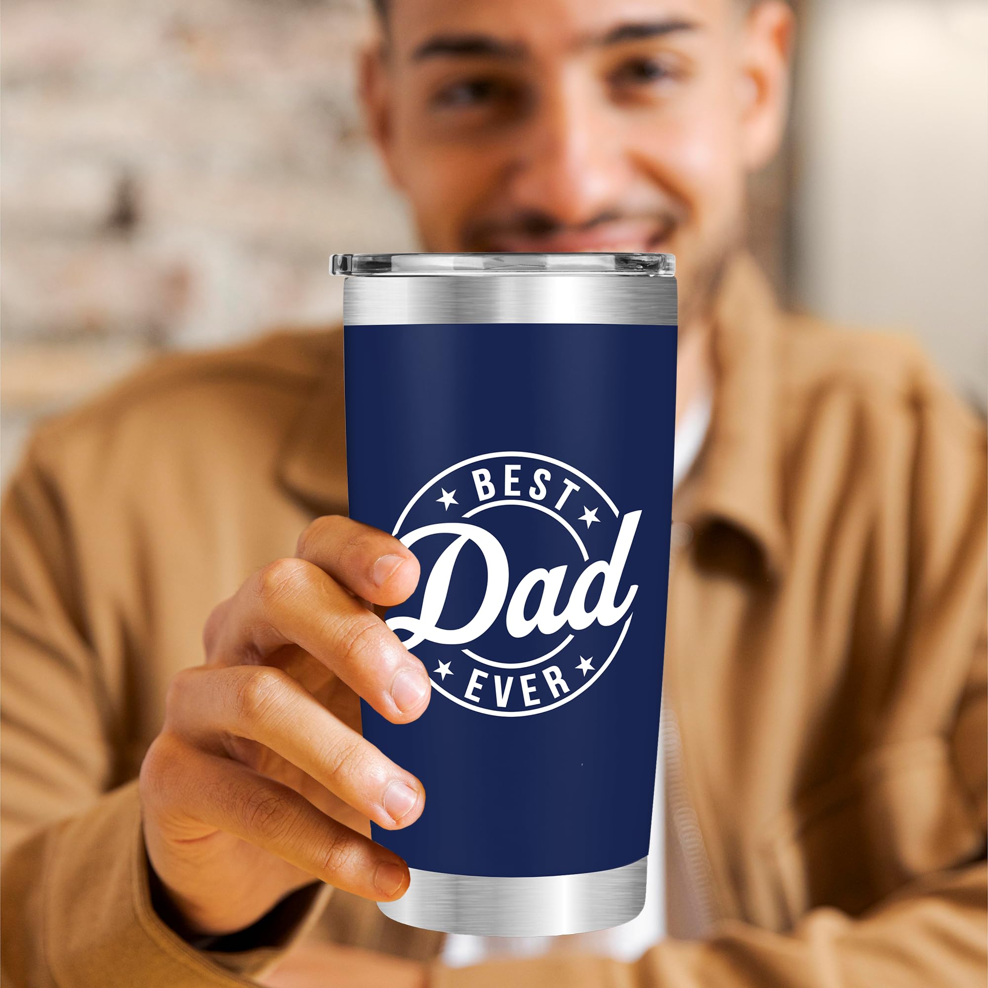 FUNITZ Fathers Day tumbler pictured lakeside for refreshing drinks.