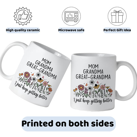 FUNITZ great grandma mug morning coffee scene, cozy moment at home