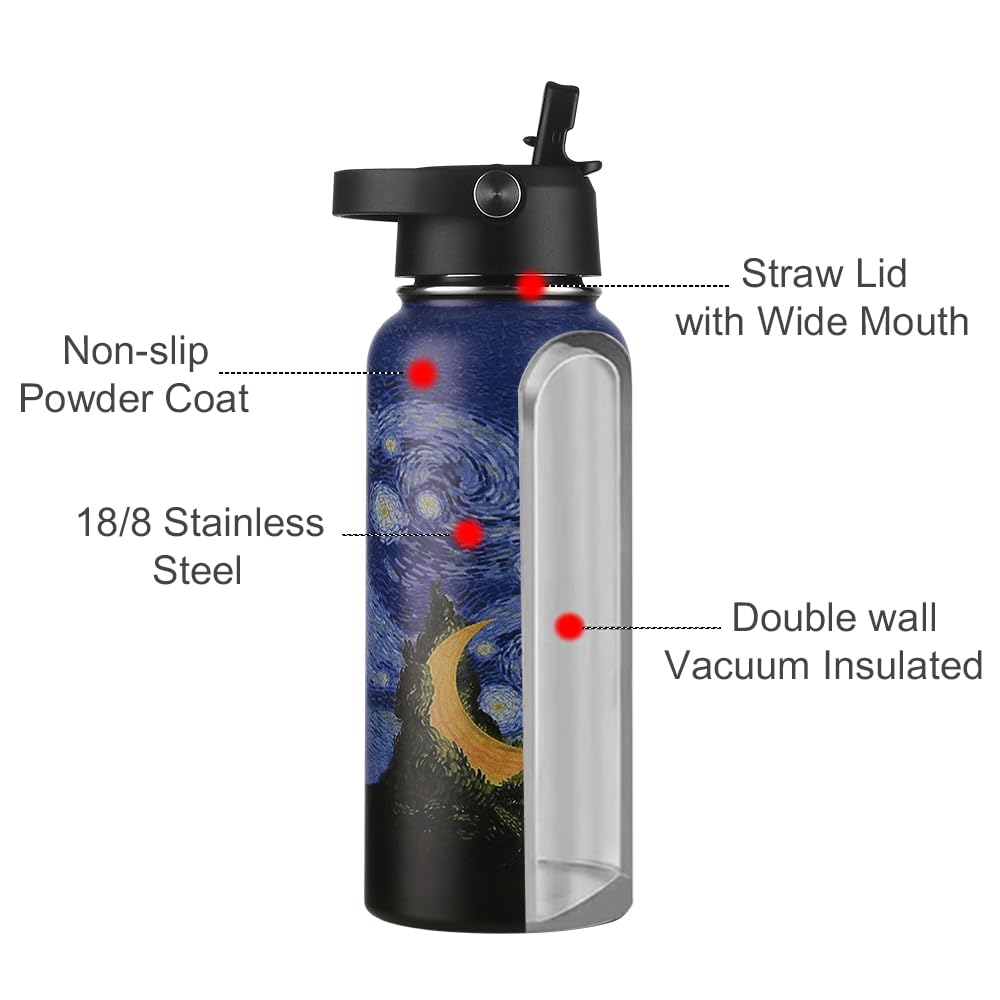 Funkrin 32oz vacuum-insulated bottle keeps beverages hot or cold for hours.