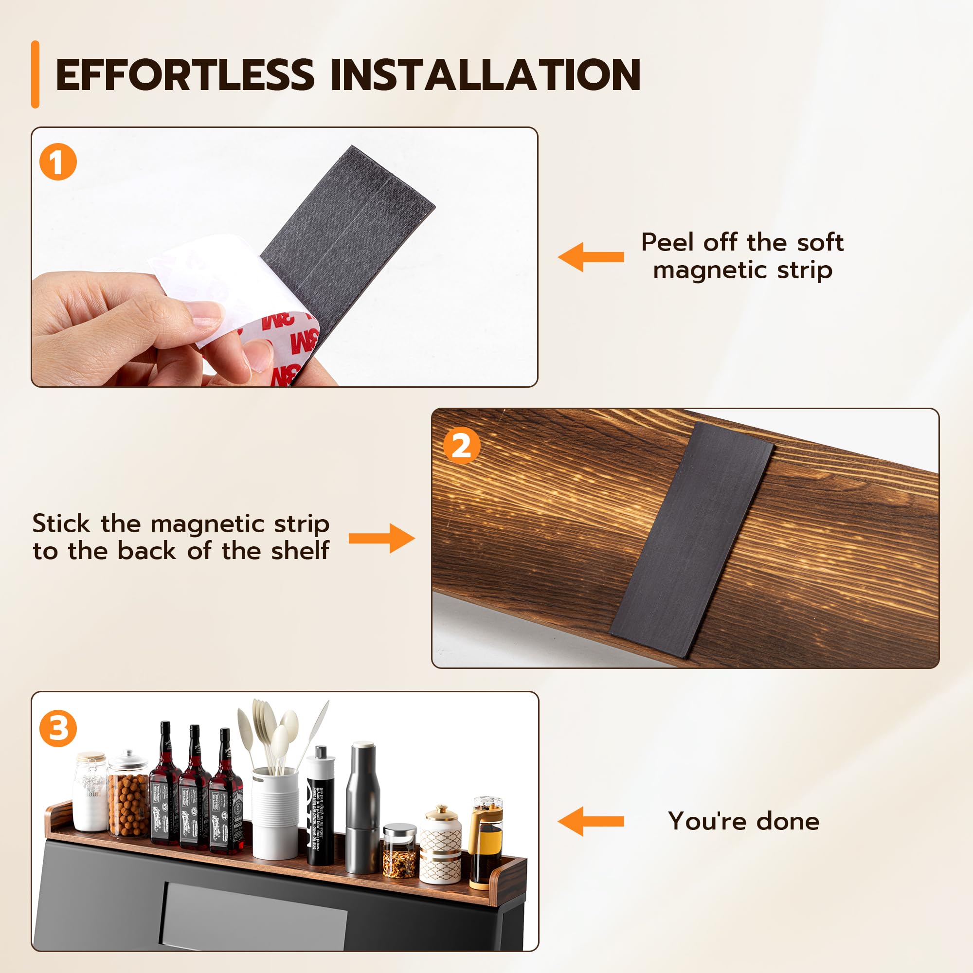 Fun Memories spice organizer on shelf keeps ingredients organized and accessible.