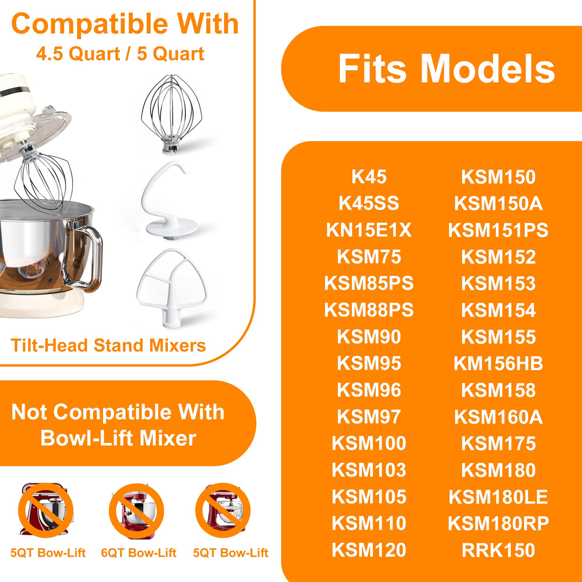 Funmit K45B flat beater for smooth batters and mashed potatoes.