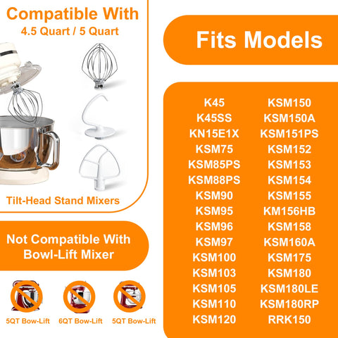 Funmit K45B flat beater for smooth batters and mashed potatoes.