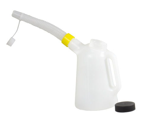 Funnel King 1L translucent measuring container with extended pour spout for precise transfer