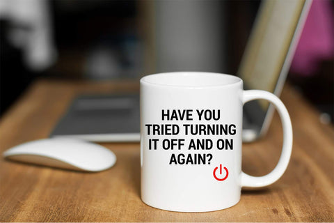 Funnwear ceramic mug handle closeup showing durable stoneware for daily use.