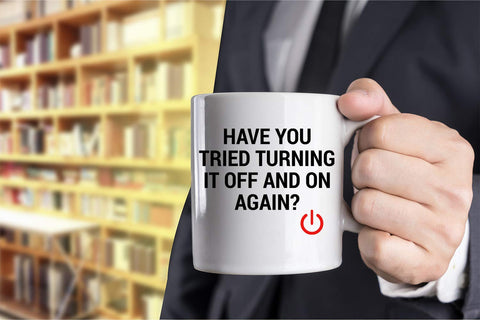Funnwear office desk scene mug ideal for daily coffee or tea at work.