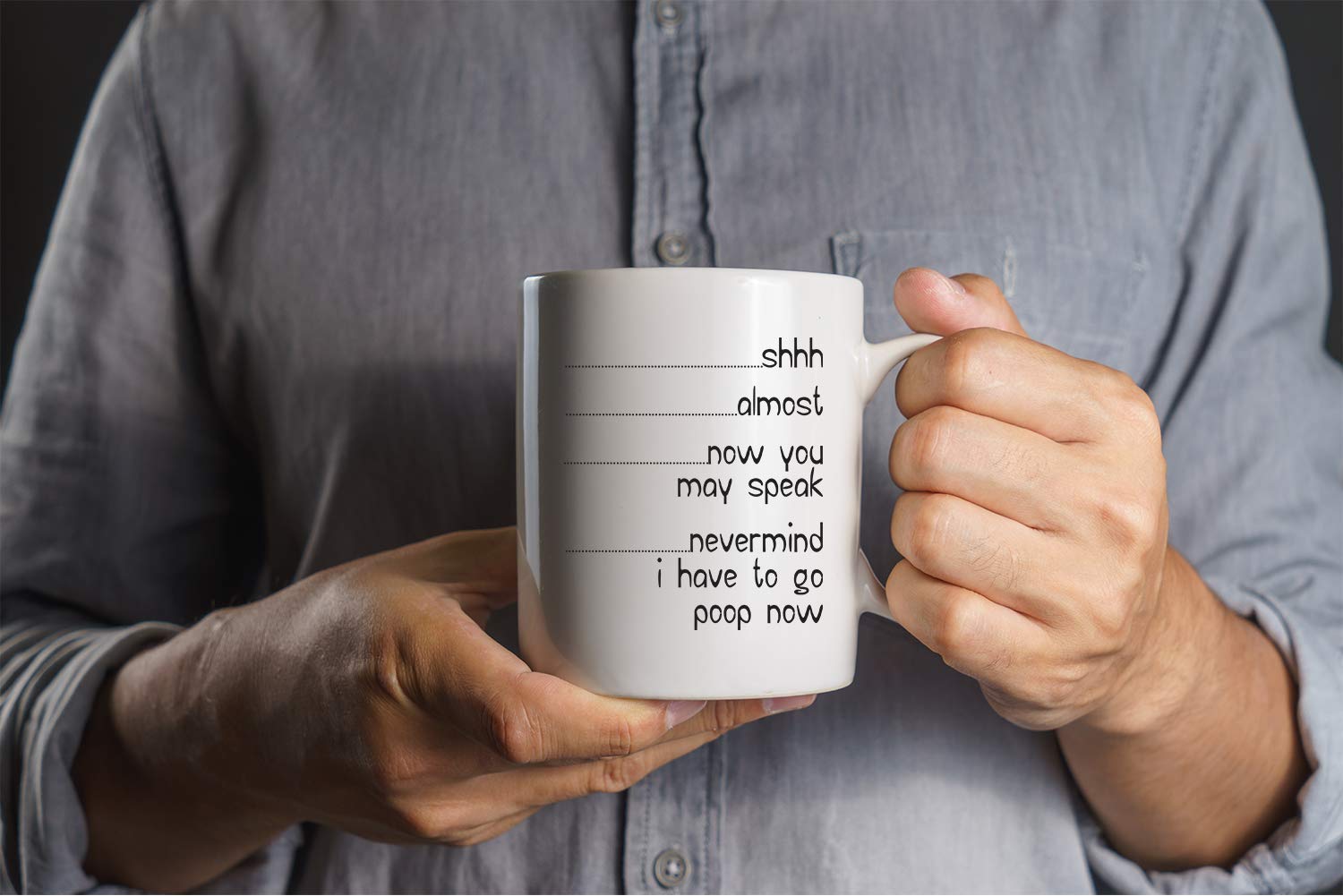 Funnwear Shh mug ready for microwave and dishwasher for easy care.
