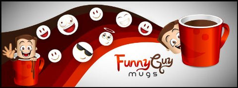 Funny Guy Mugs Coffee Makes Me Poop mug close-up text emphasizes humor
