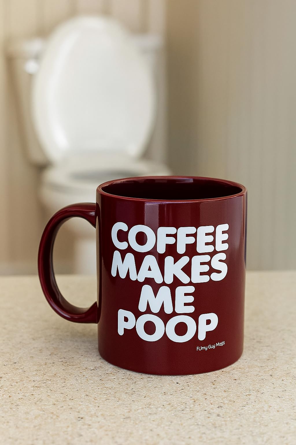 Funny Guy Mugs Coffee Makes Me Poop mug handle side showing vibrant design that lasts
