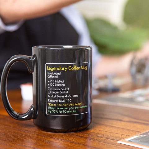 Funny Mugs LOL MMO mug in black ceramic highlights durable 15oz daily use.