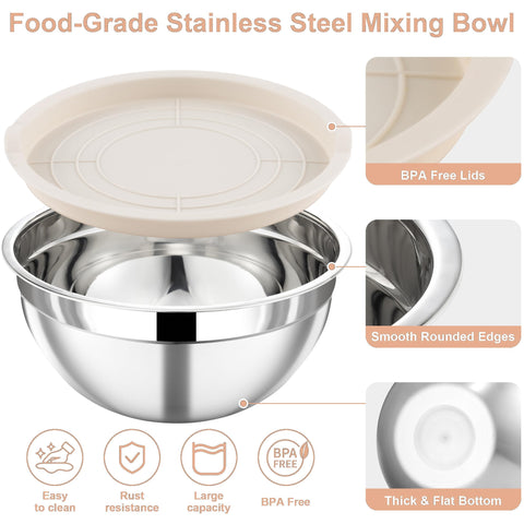Funnydin 0.7qt mixing bowl with mirror interior for easy batter prep.