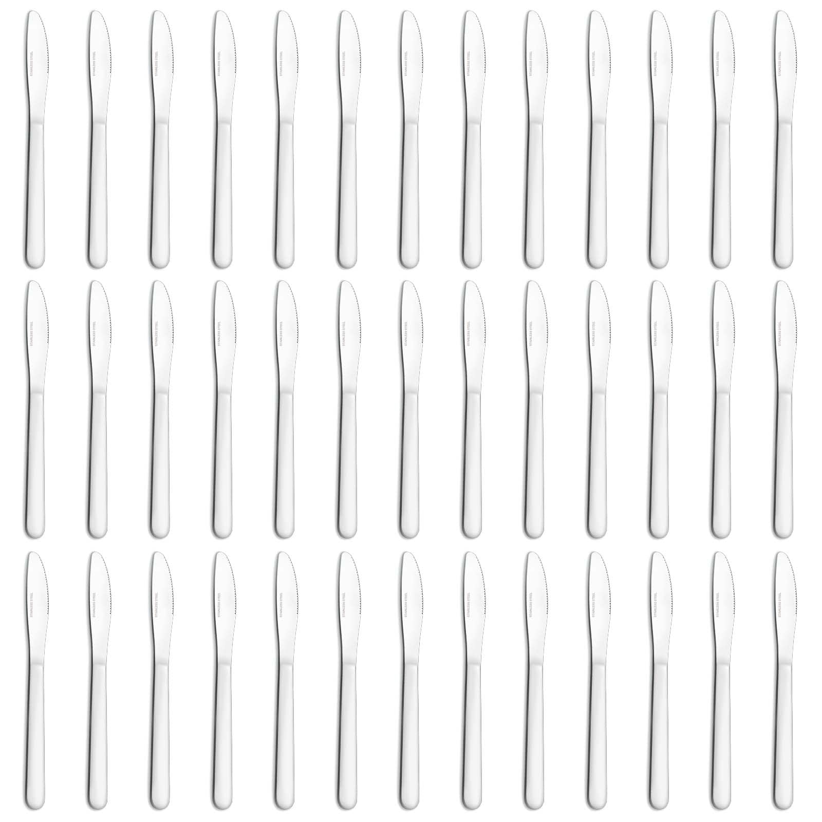 Funnydin 36-piece dinner knives set with mirror-polish finish for everyday meals.