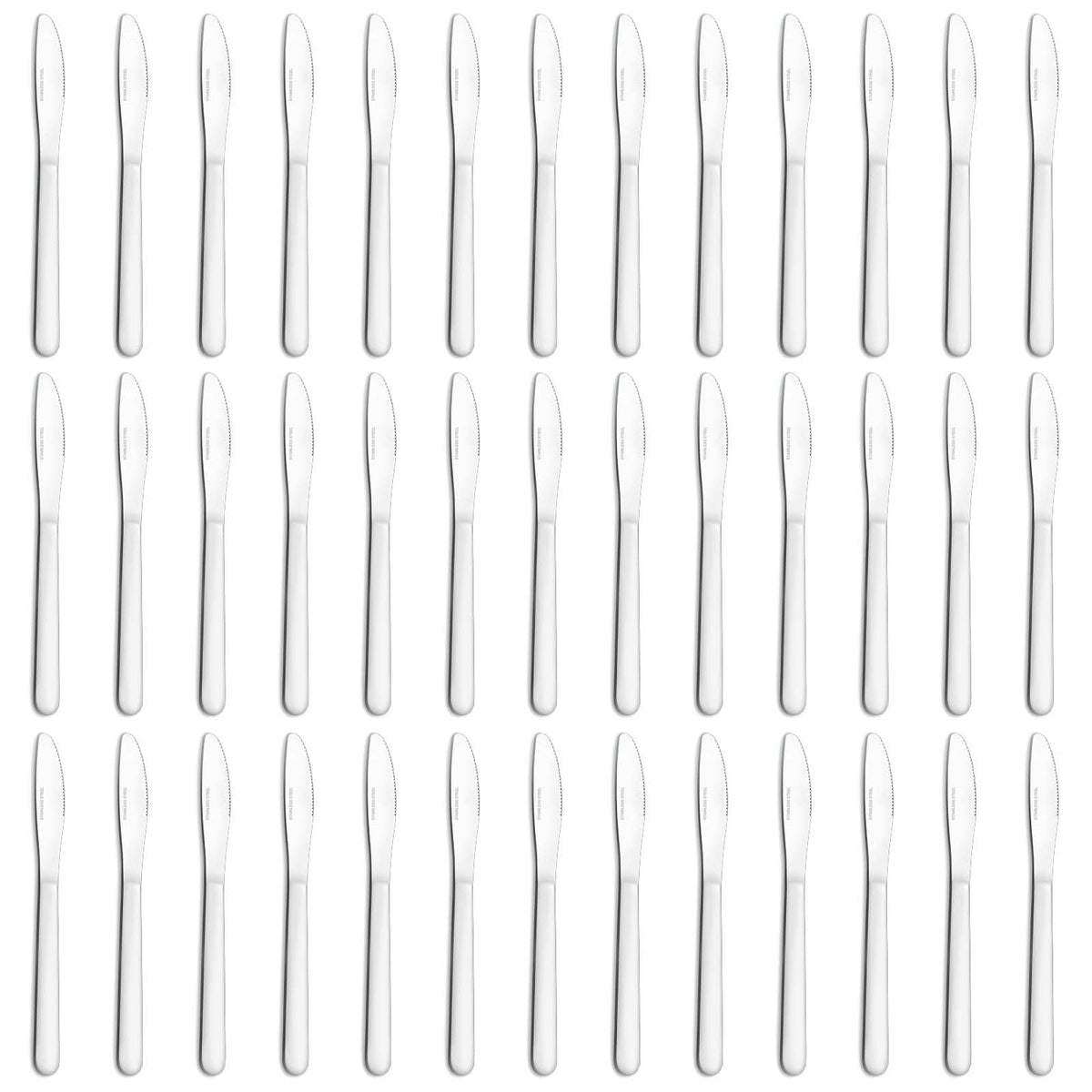 Funnydin 36-piece dinner knives set with mirror-polish finish for everyday meals.