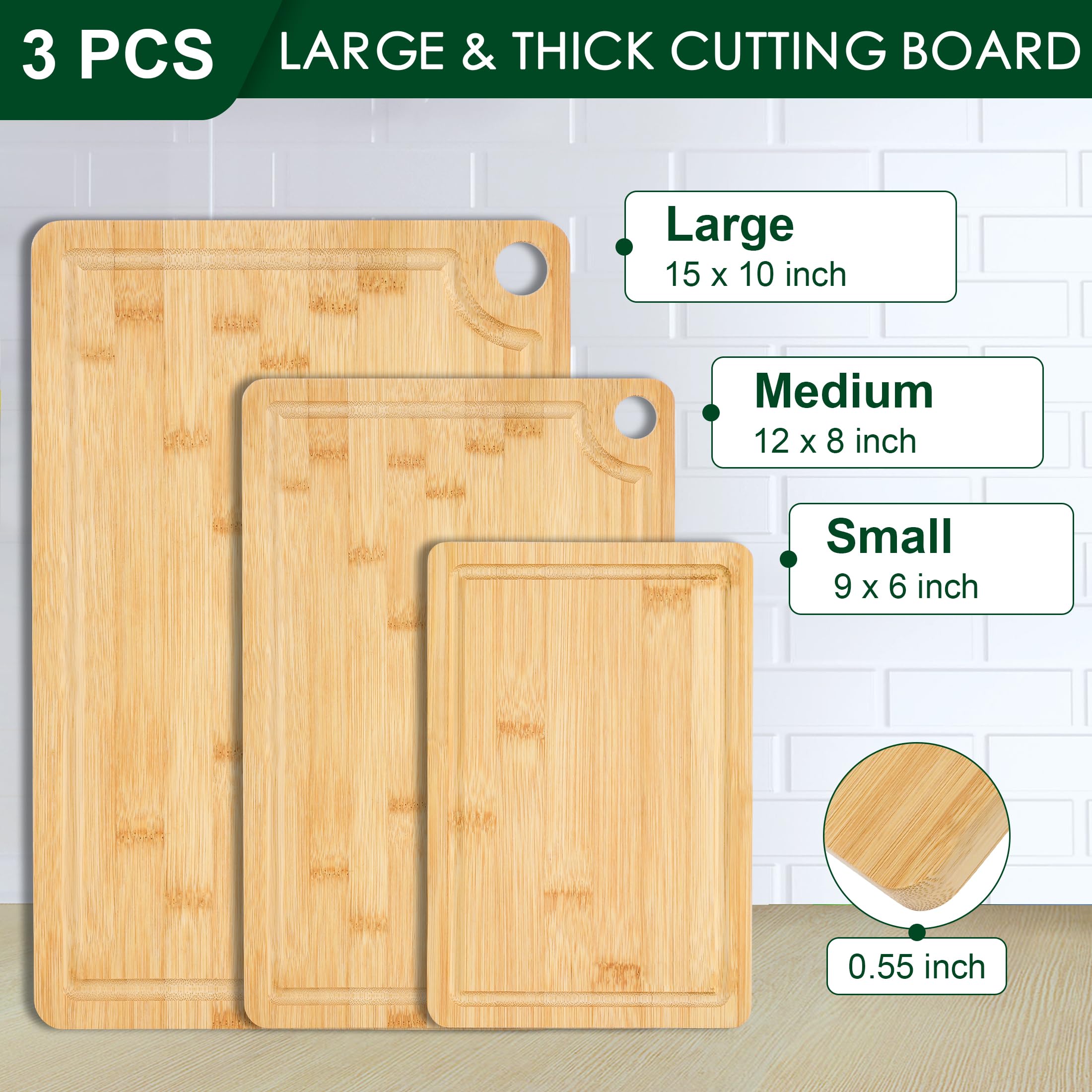 Funnydin bamboo cutting board 12x8 inch versatile vegetable prep board