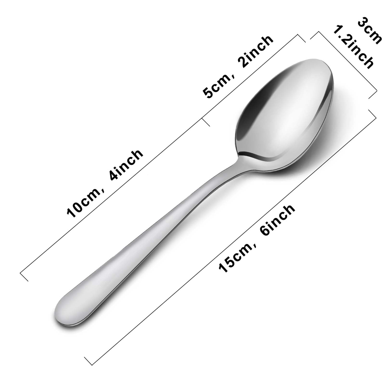 Funnydin 5.9-inch teaspoons stacked for sturdy stainless steel daily use.
