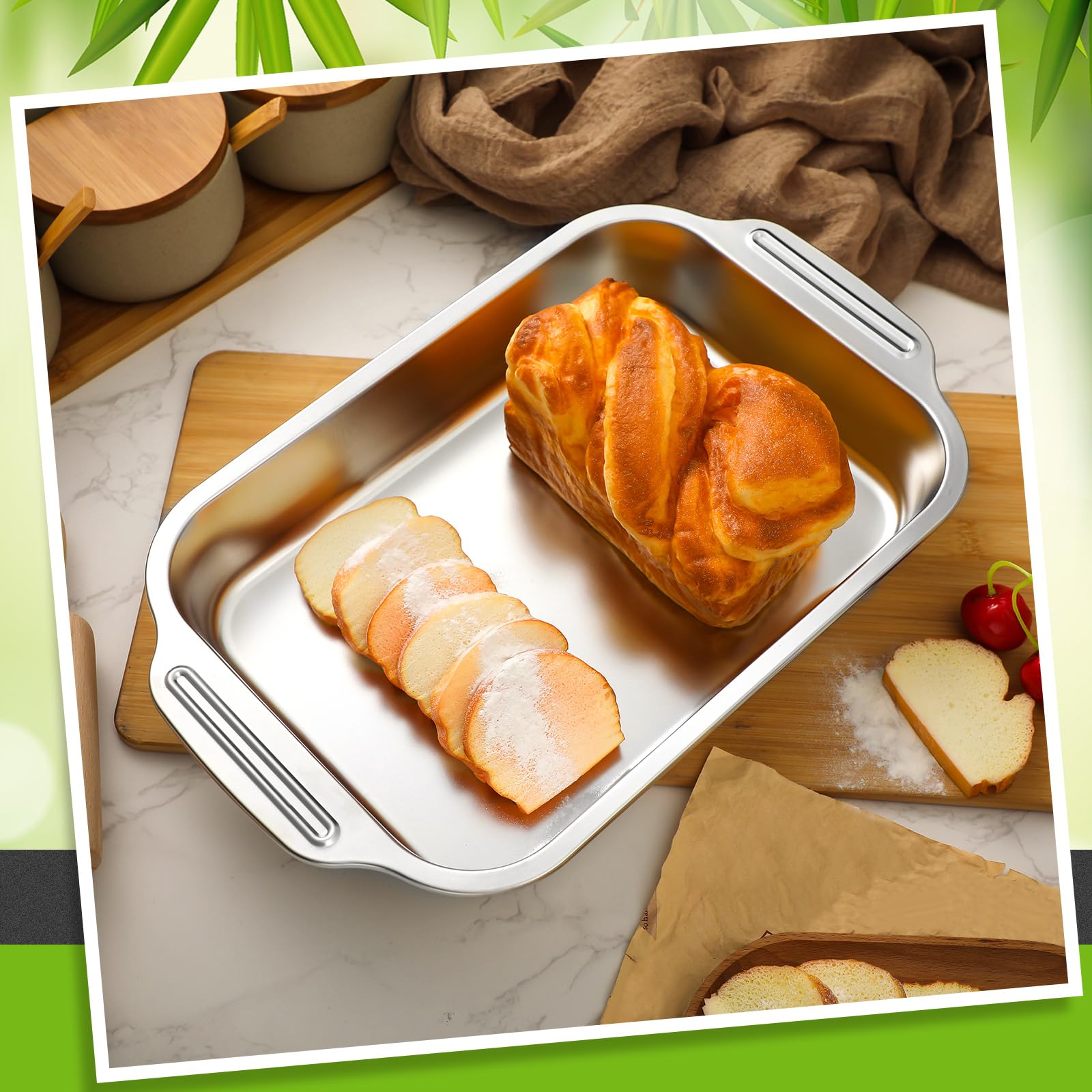 Funnymoom non-reactive steel bakeware keeps a bright finish after use.