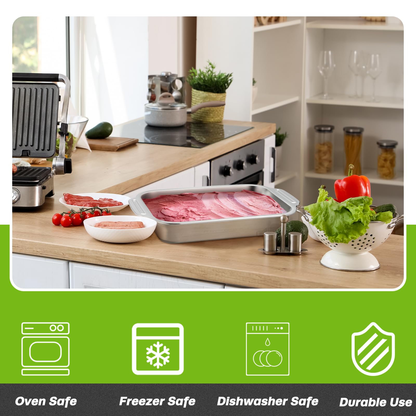 Funnymoom dishwasher-safe bake pans for quick cleanup after baking.