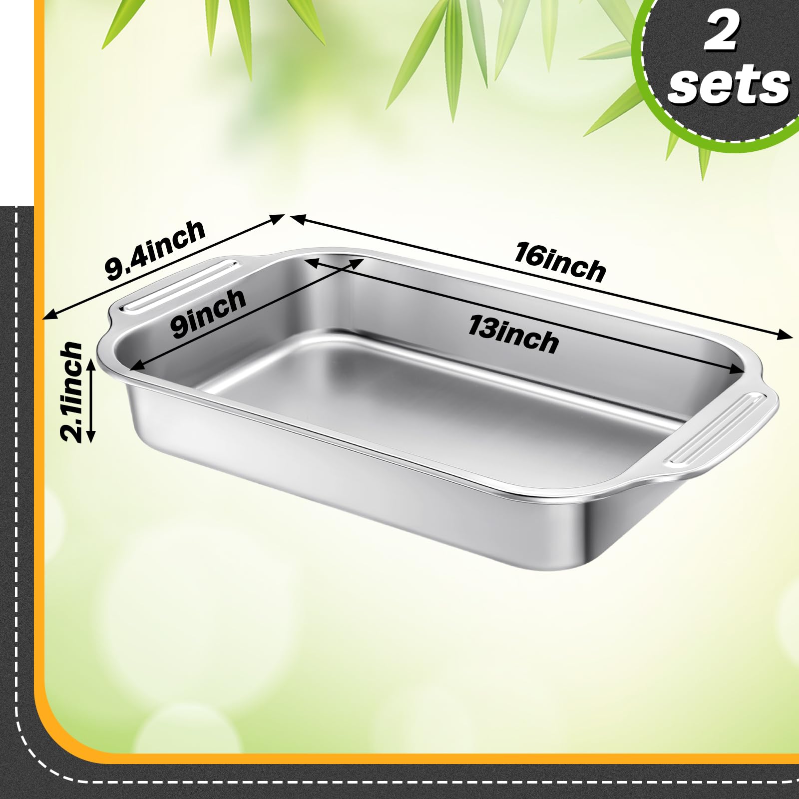Funnymoom stainless steel bakeware 9x13 pan enduring high temperatures without warping.