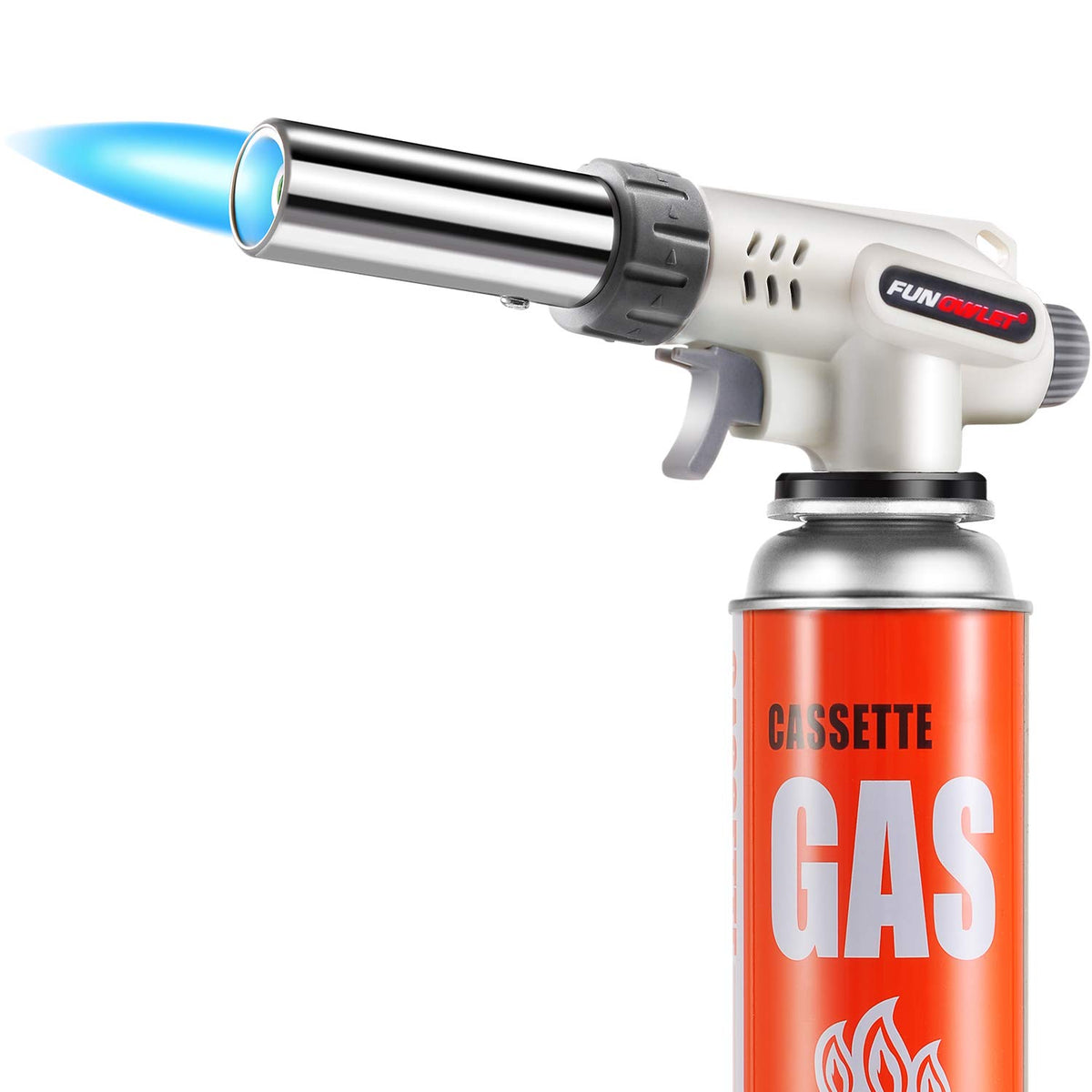 FunOwlet kitchen torch ignition in action enables quick caramelization and precise start.