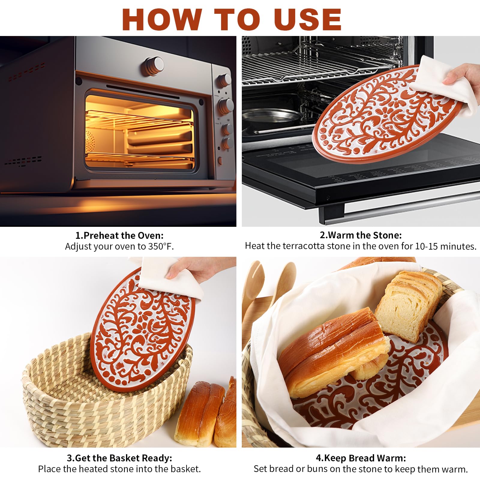 FunSky bun warmer in the basket preserves freshness for brunches and snacks.