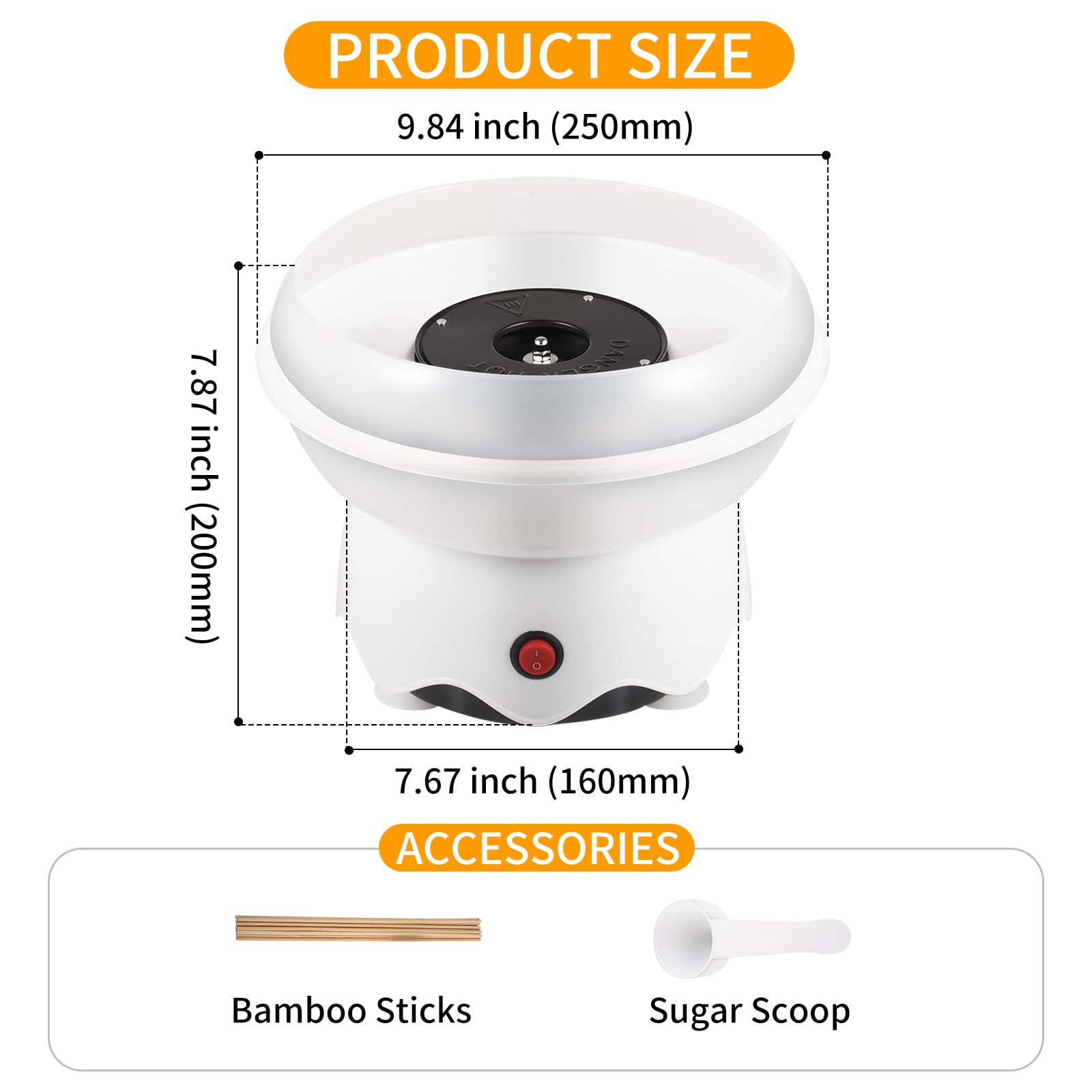 FUNTELL mini cotton candy machine front angle showing compact design