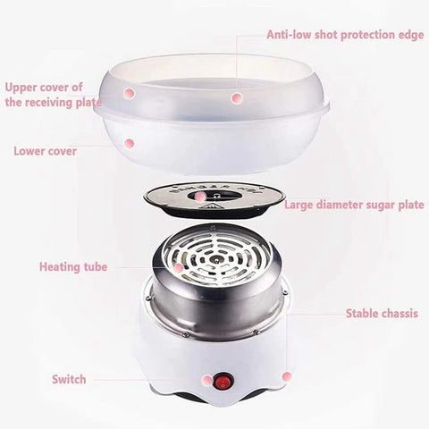 FUNTELL mini cotton candy machine interior view
