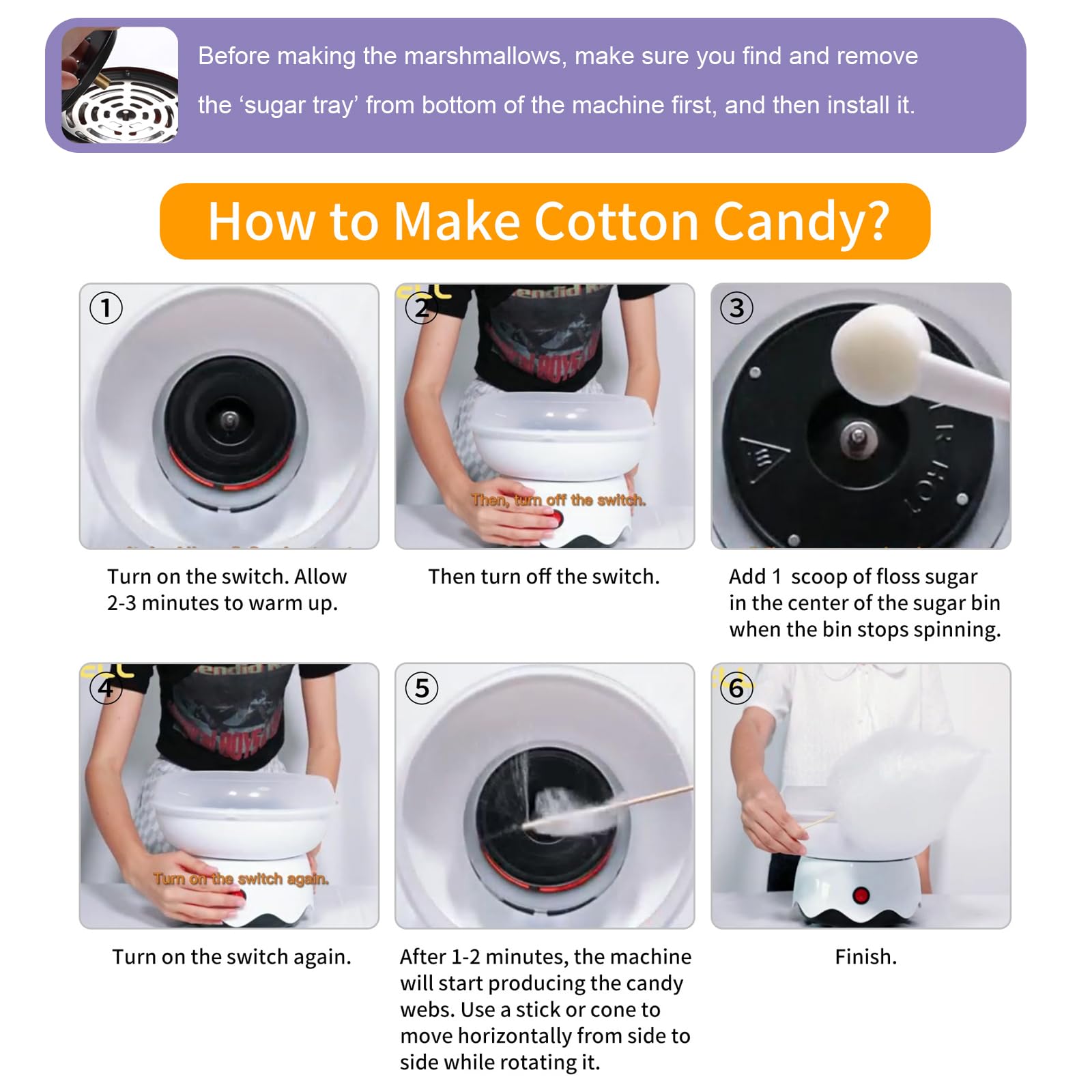 FUNTELL mini cotton candy machine with sugar scoop for DIY treats