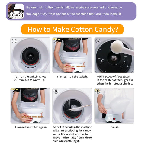 FUNTELL mini cotton candy machine with sugar scoop for DIY treats
