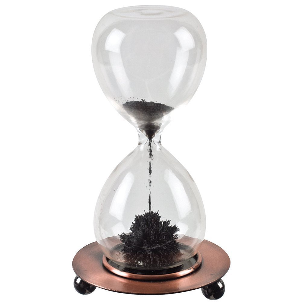 Westminster Magnetic Sand Timer on copper base creating mesmerizing desk sculpture.