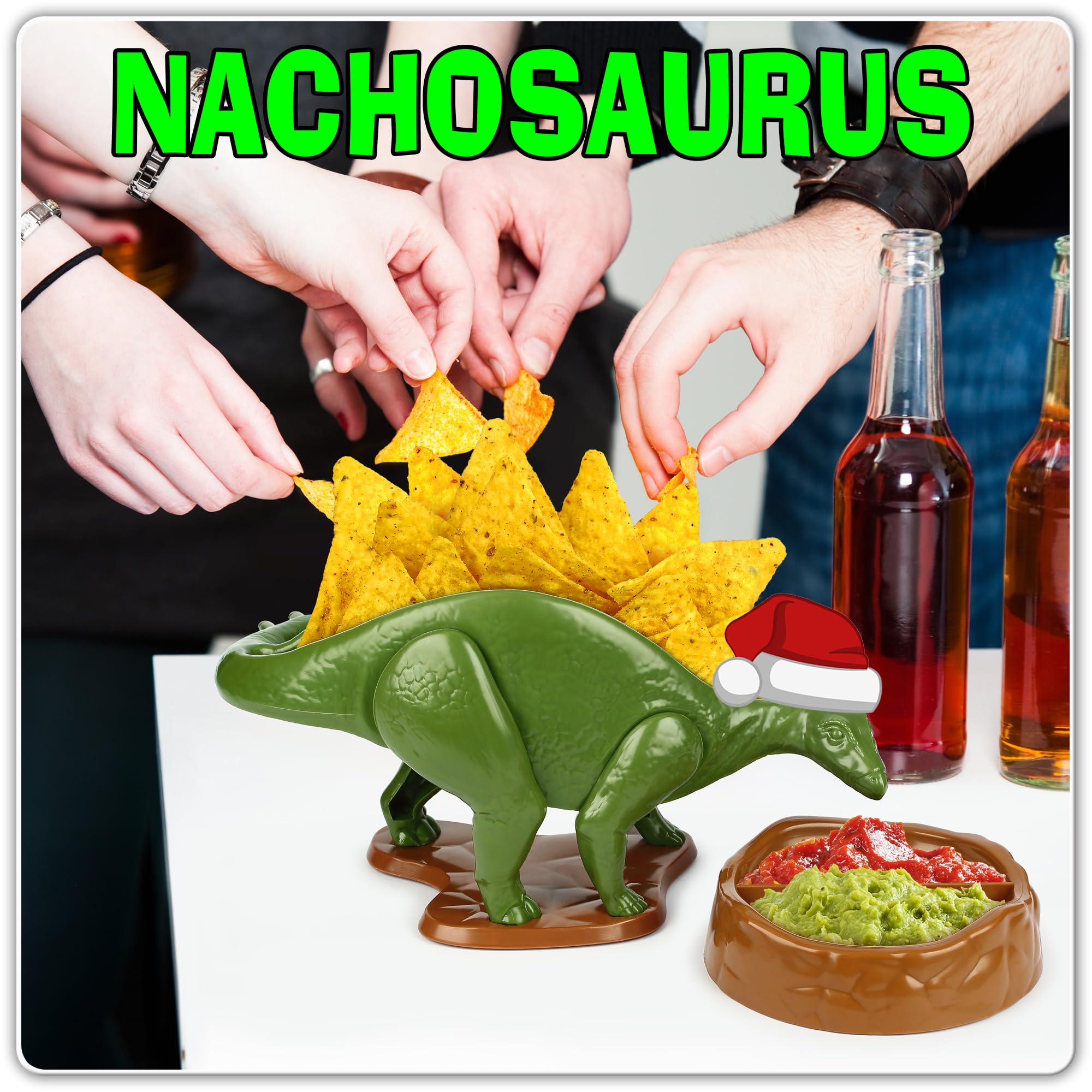 Funwares Nachosaurus snack dip set front view shows playful design for family snacks
