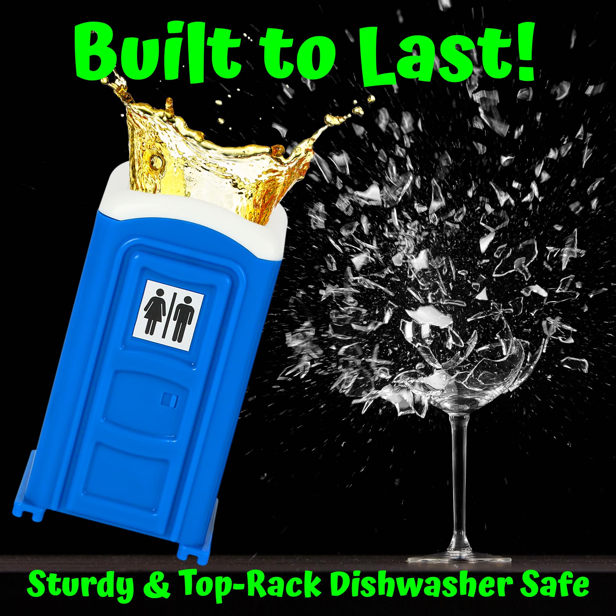 Funwares Porta Potty shot glasses packaging shown for easy gifting