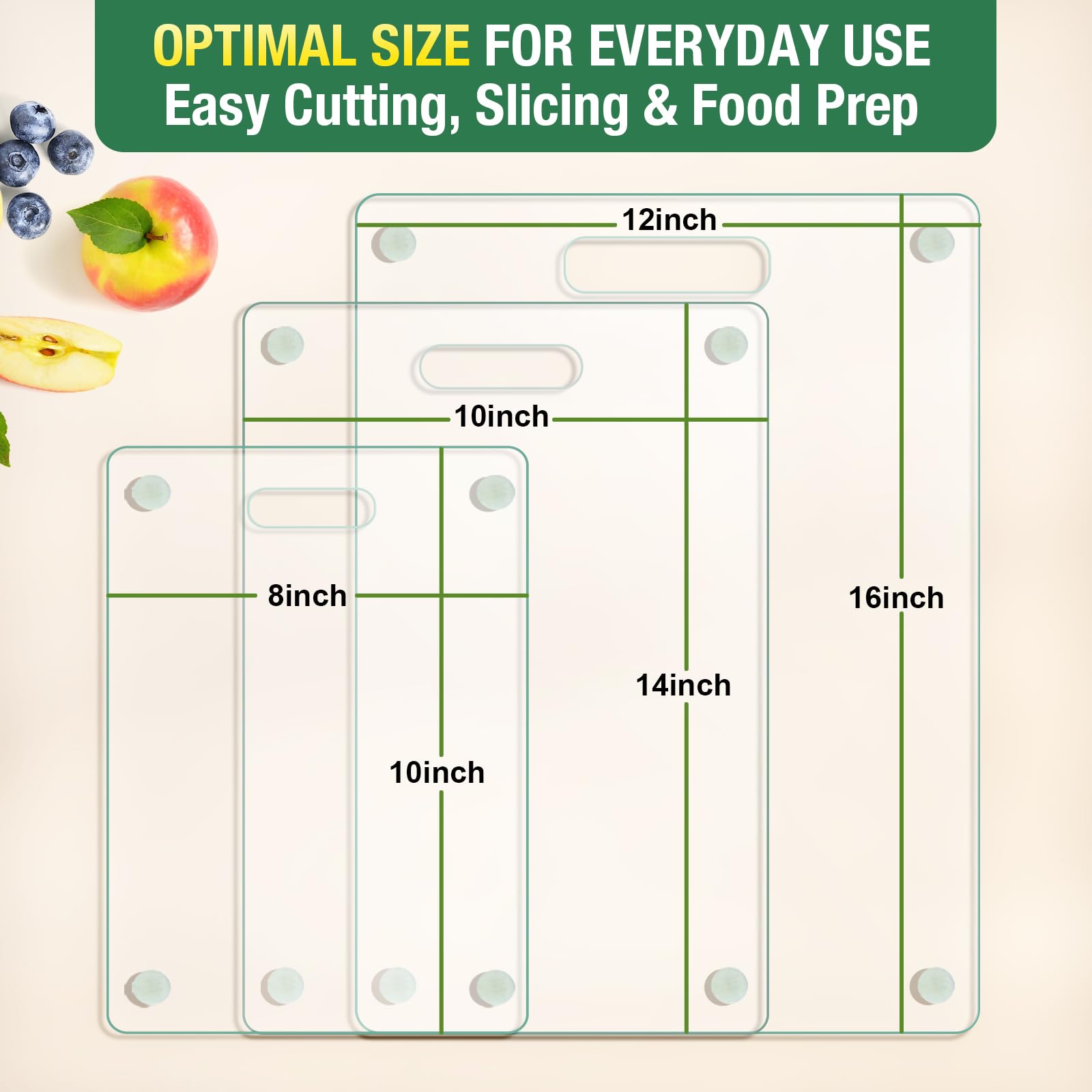 FUOAUYK glass cutting board with handle for easy transport and storage