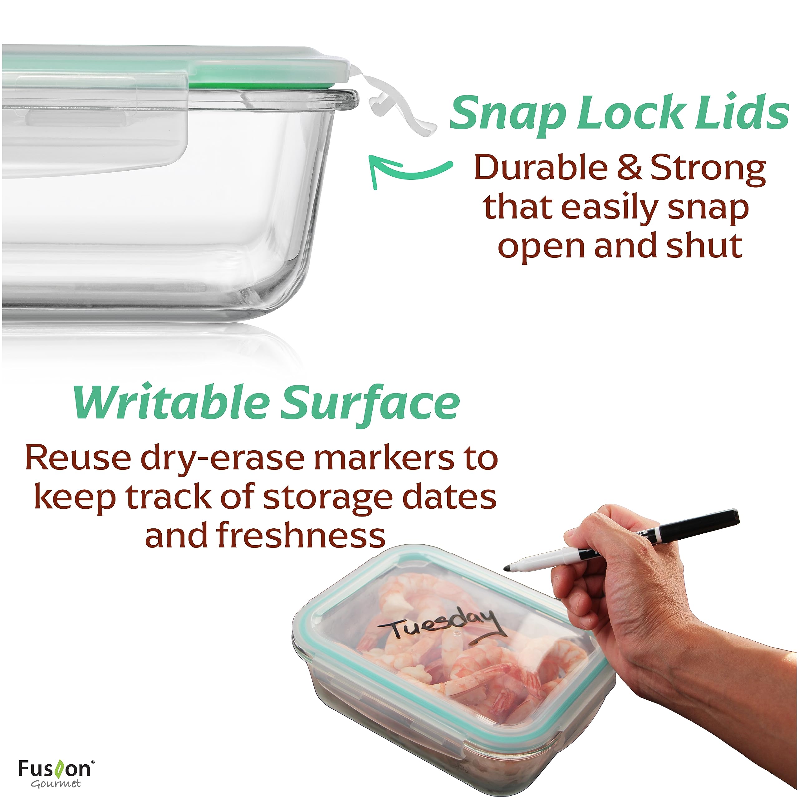 Fusion Gourmet freezer-safe containers for batch-prepped meals