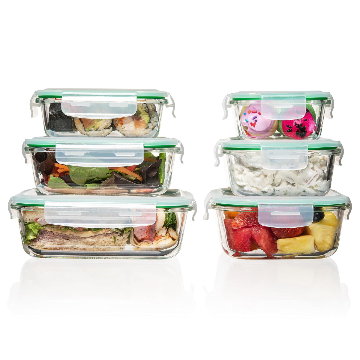 Fusion Gourmet large rectangular glass container with airtight lid for meal prep