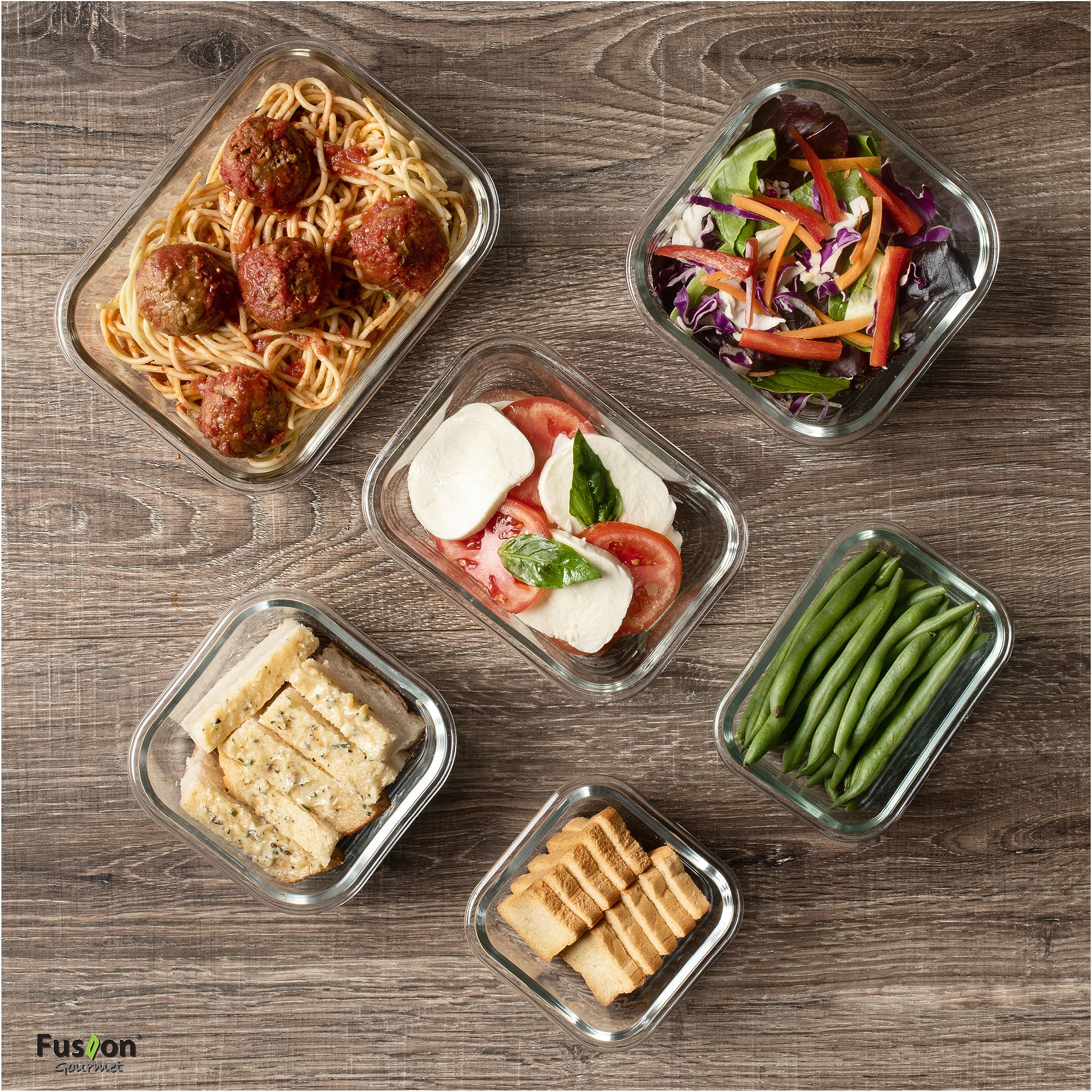 Fusion Gourmet small rectangular glass container with secure lid for snacks