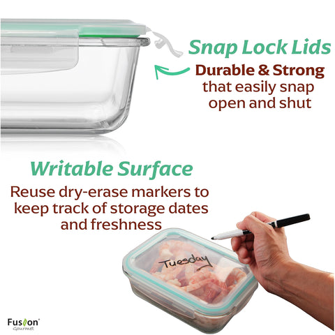 Fusion Gourmet medium square glass container with tight lid for storage