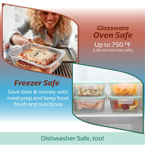 Fusion Gourmet small square glass container with reliable lid for lunches