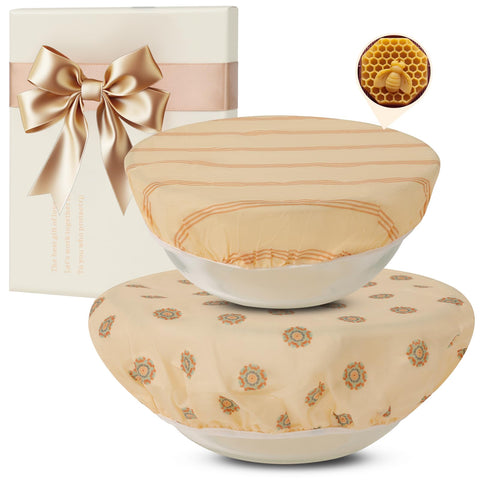 Fusnugk beeswax bowl cover in 10-12 inch size protecting dough during proofing.