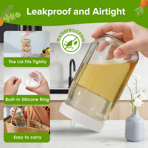 Fusnugk dishwasher-safe lid seals airtight to keep salads fresh.