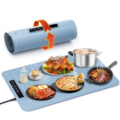 Fussion food warming mat shows 10-second rapid heat for even warming across the surface.