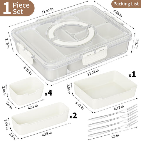 Futego Snackle Box dividers with lid keep flavors separated during travel.