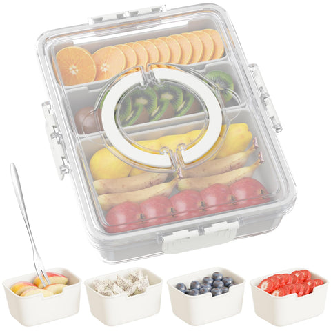 Futego Snackle Box with seven compartments and lid for organized snacks on the go.
