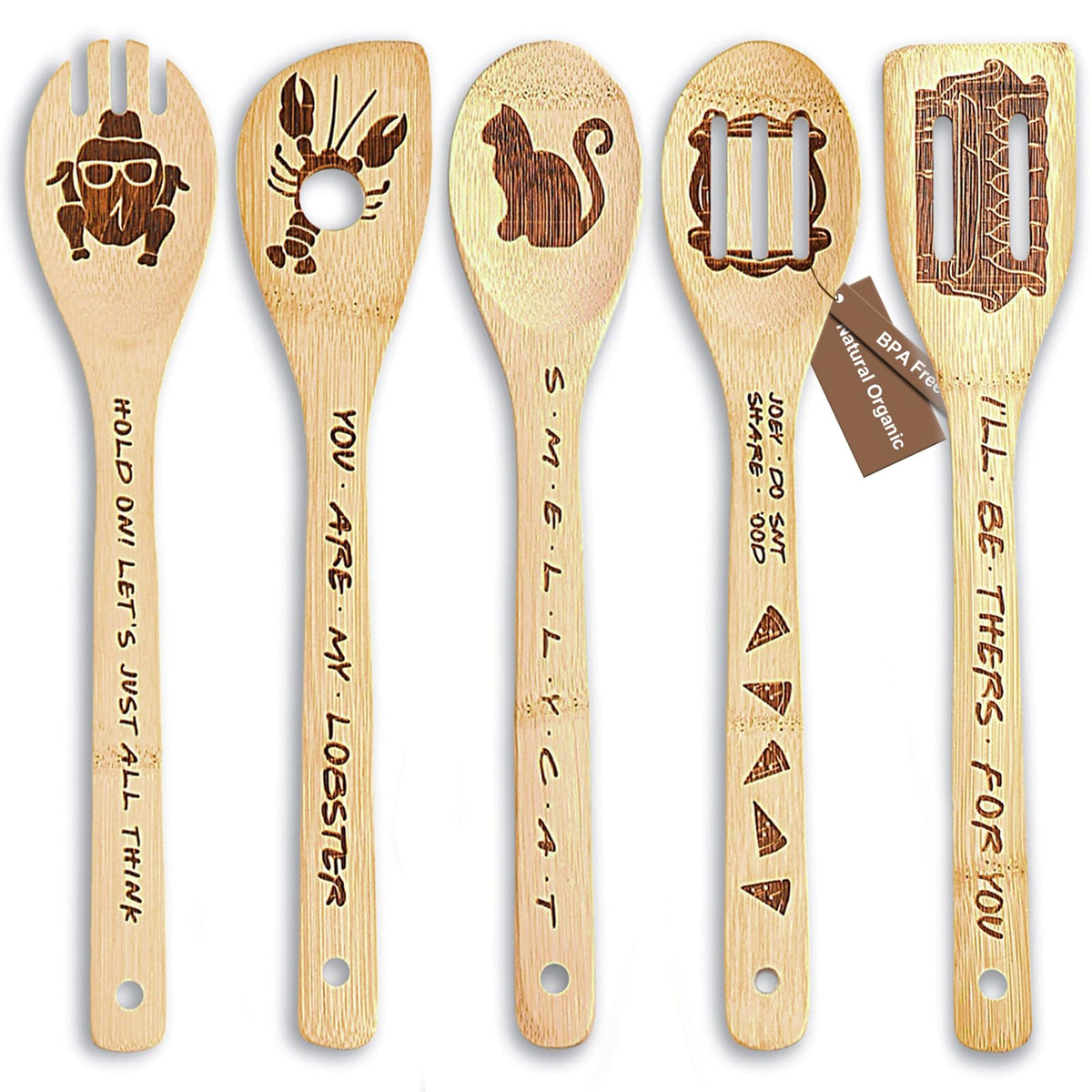 FUTERLY Friends wooden spoon set adds themed charm to the kitchen for daily use.
