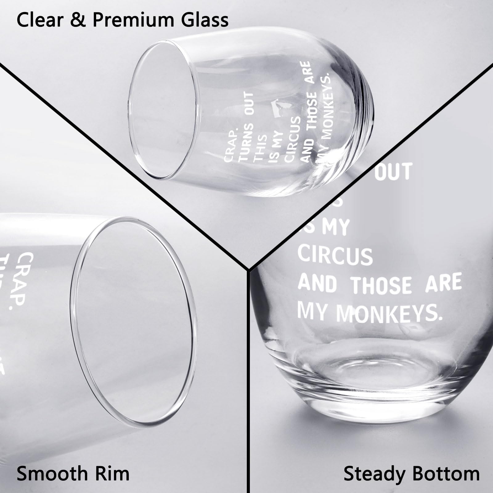 Futtumy 17oz capacity glass for wine, water, or cocktails.