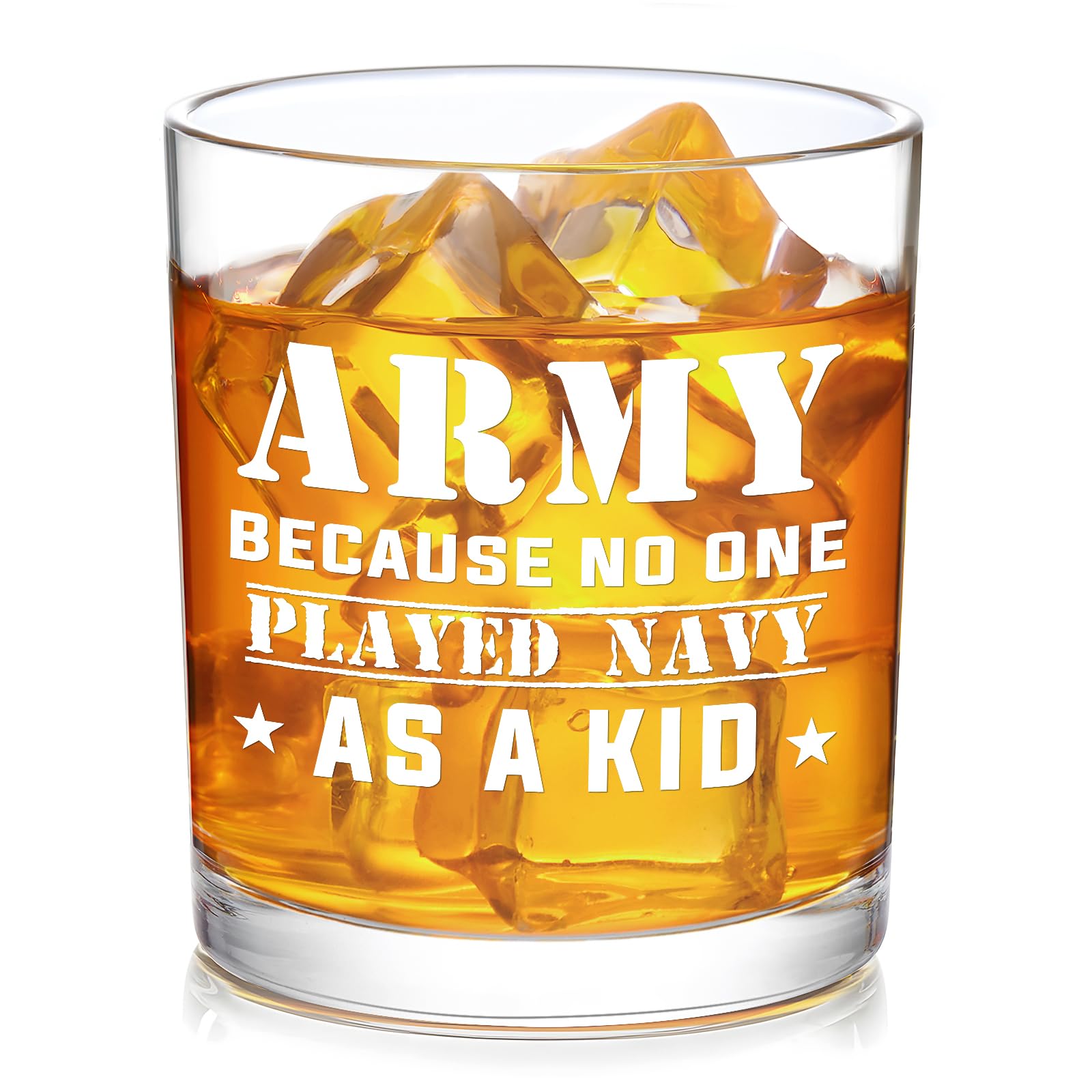 Futtumy 10oz whiskey glass with Army phrase; ideal for military celebrations.