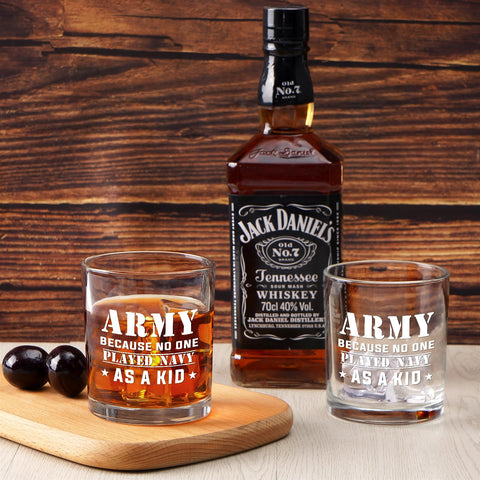 Futtumy Army phrase glass for everyday whiskey moments and gifts.