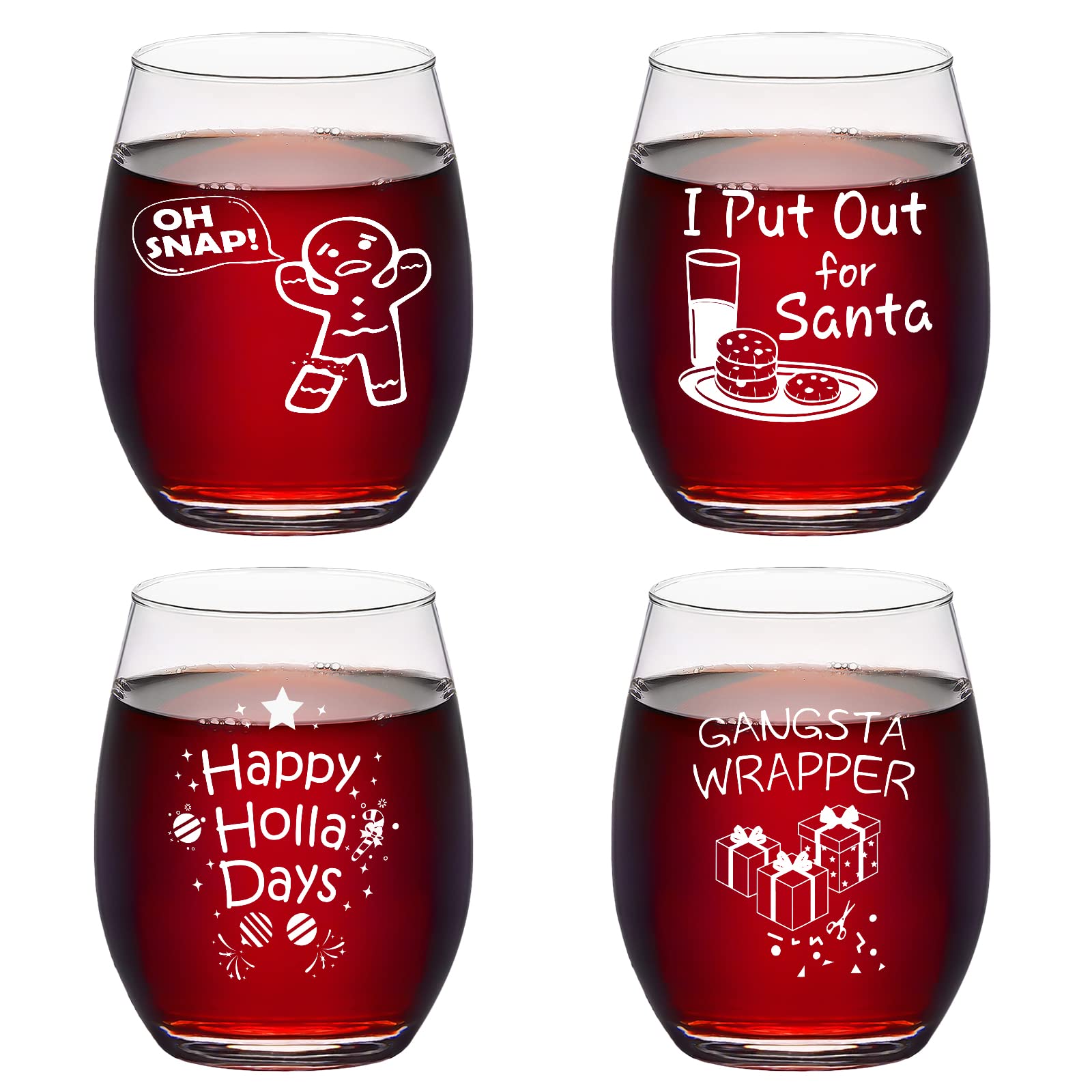 Futtumy Christmas stemless wine glass pattern 1 for festive sipping and gifting.