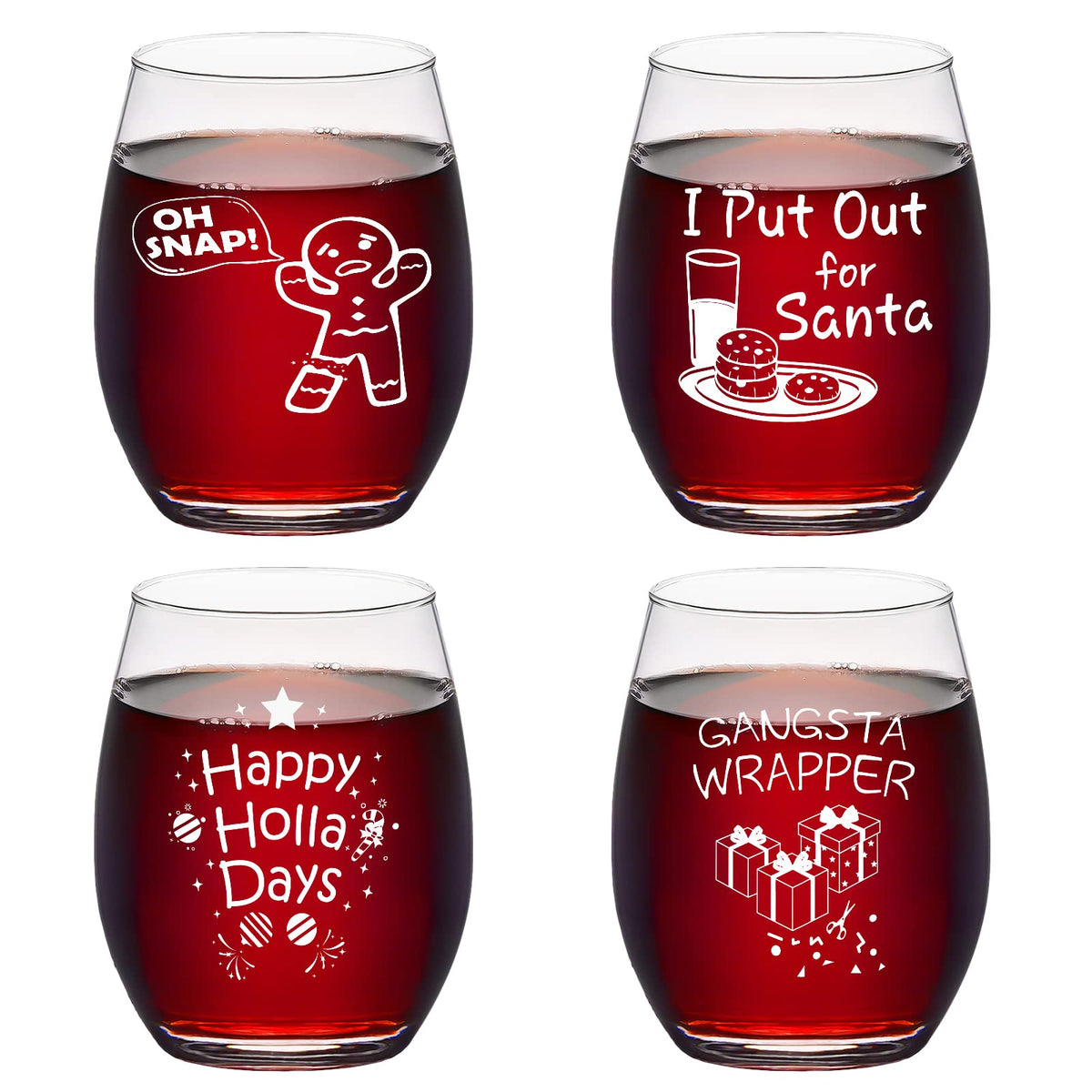 Futtumy Christmas stemless wine glass pattern 1 for festive sipping and gifting.