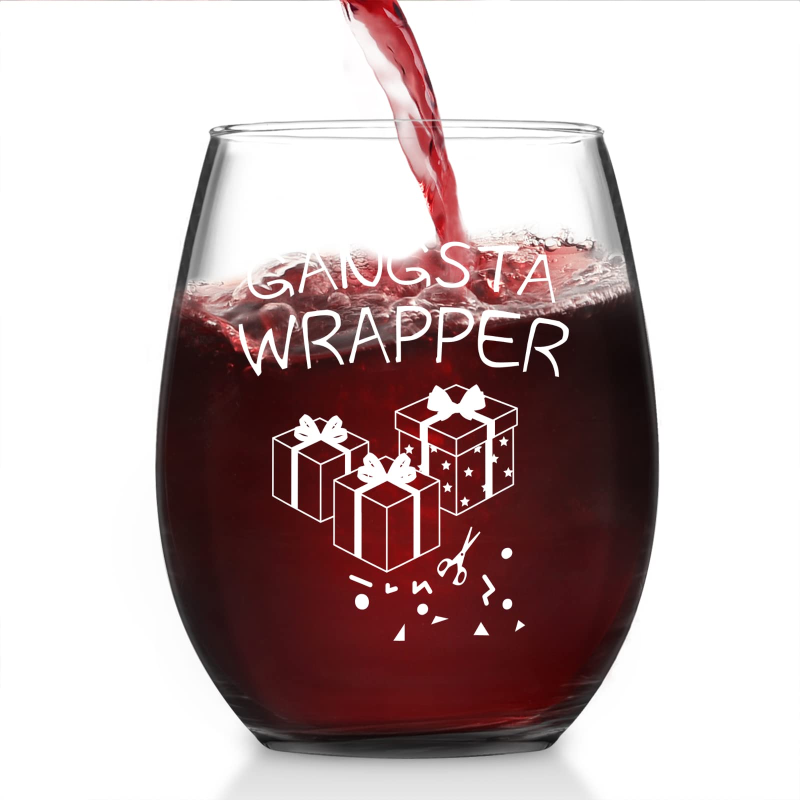 Futtumy Christmas stemless wine glass pattern 2 ideal for white elephant gifts.