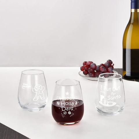 Futtumy Christmas stemless wine glass pattern 3 great for holiday gatherings and toasts.