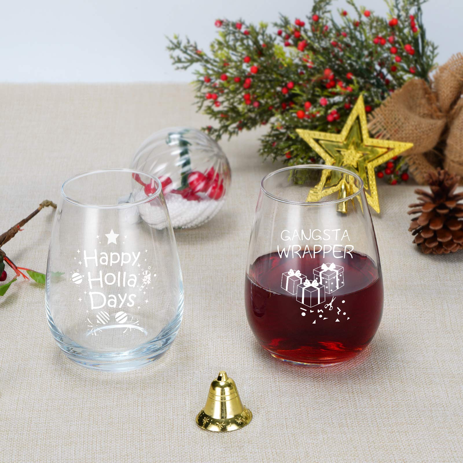 Futtumy Christmas stemless wine glass pattern 5 enjoyable for wine nights and humor.